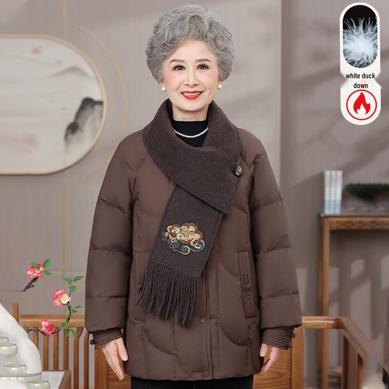 

Women s Winter Warm White Duck Down Jacket for Middle-Aged and Elderly - Stylish Cold Protection 3XL (110-120 lbs)