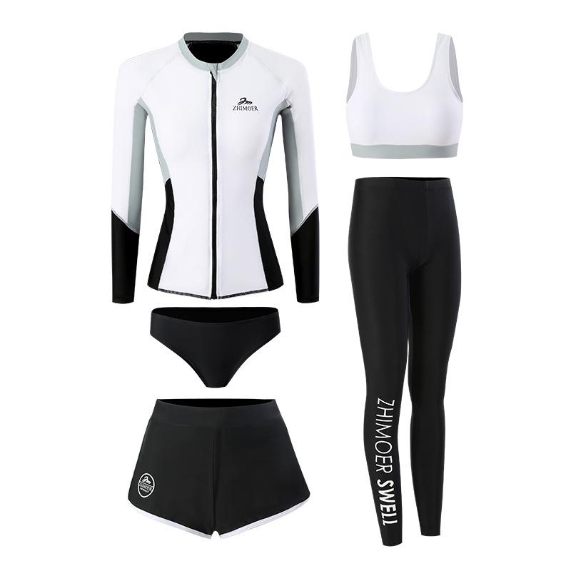 Unisex Long Sleeve Quick-Drying Zipper Wetsuit with Sun and Jellyfish Protection - Couple's Surfing Swimsuit Set