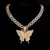 Collier Pendentif Papillon Style Hip Hop Chaîne Cubaine en Alliage Bijoux de Mode Unisexe Tenue de Soirée