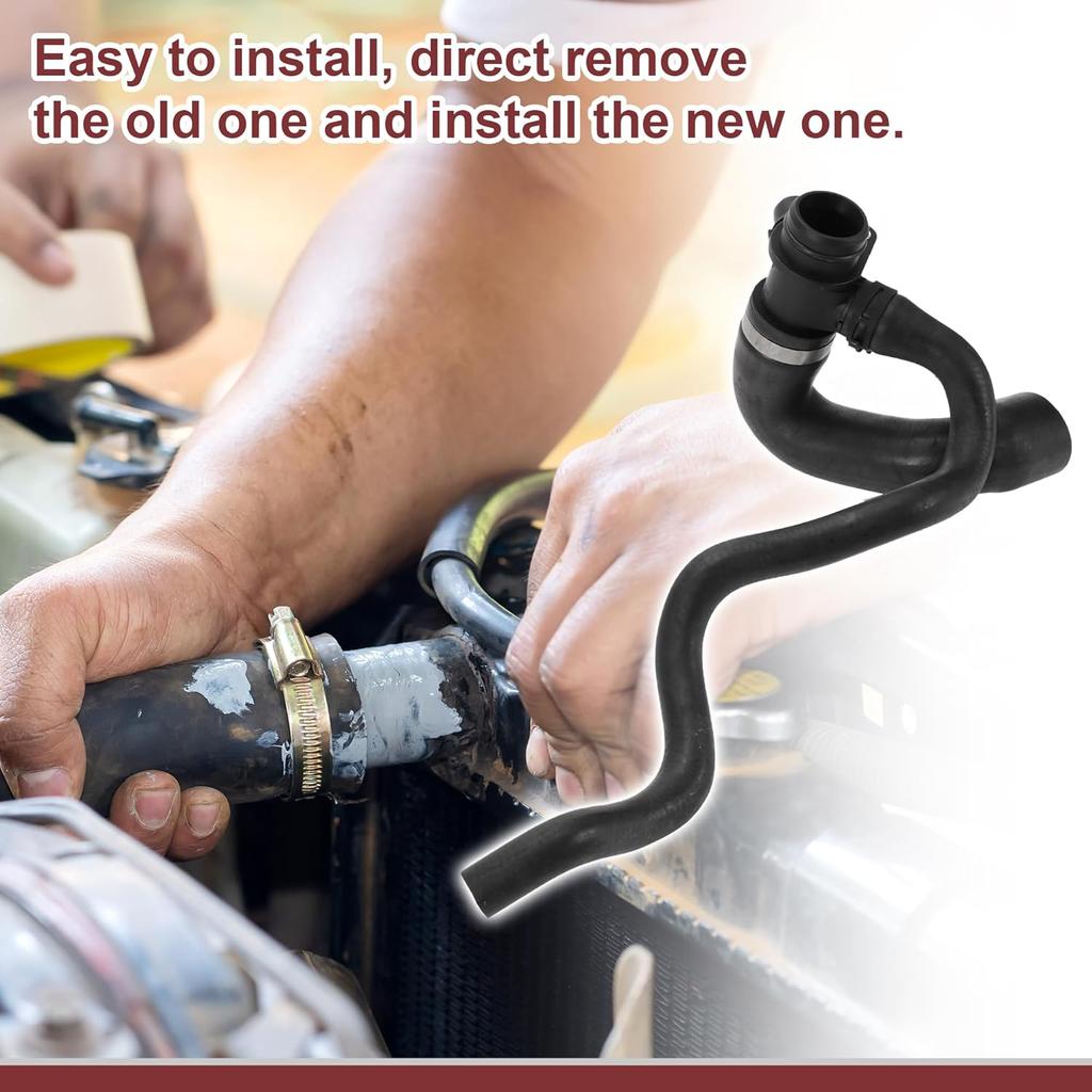 1 Pcs Radiator Coolant Hose for BMW 328i 2012-2016 428i 2014-2016 Engine Water Pump To Engine Inlet Water Hose No.11537639997 Black Rubber