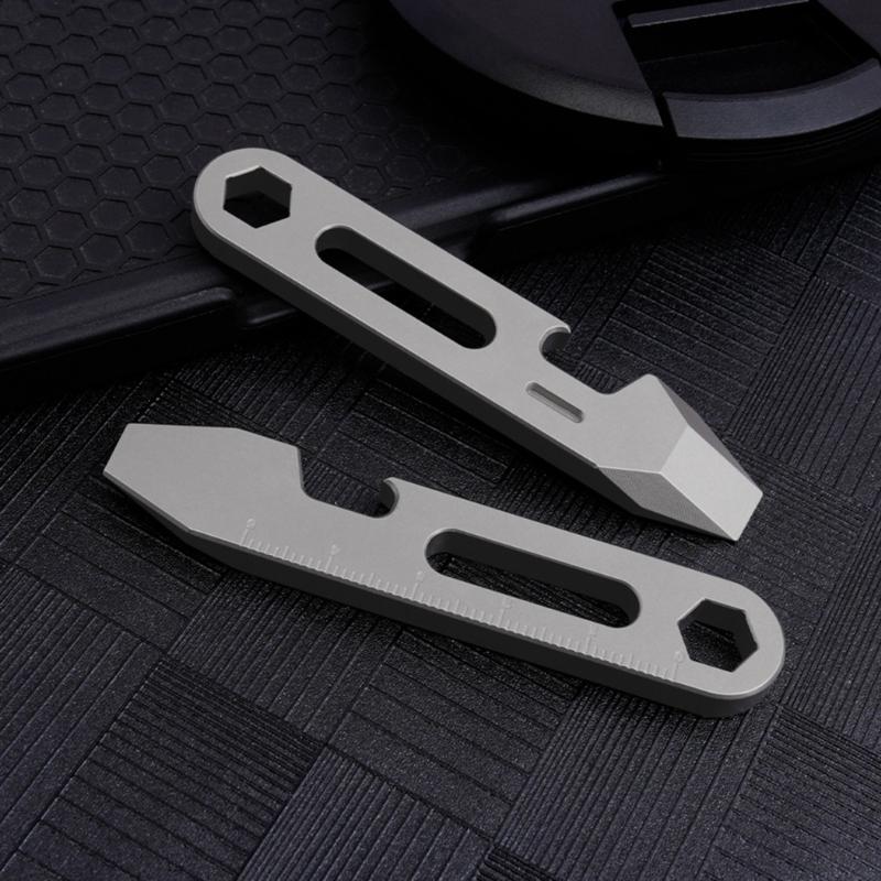 Compactly Titaniums Camping Tool Keychain Screwdriver Bottle Opener Multifunctional Ruler Portable Outdoor Accessory