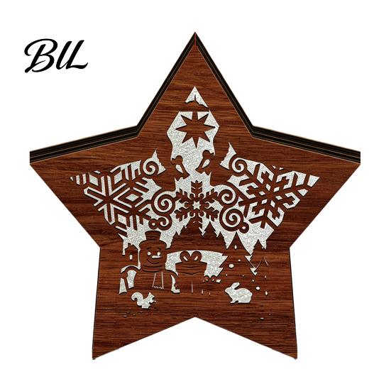 Unique Christmas Gifts 3D Wooden LED Night Light, Hollow Carved Tabletop Decor Lamp with Warm Glow, Festive Holiday Home And Office Decoration