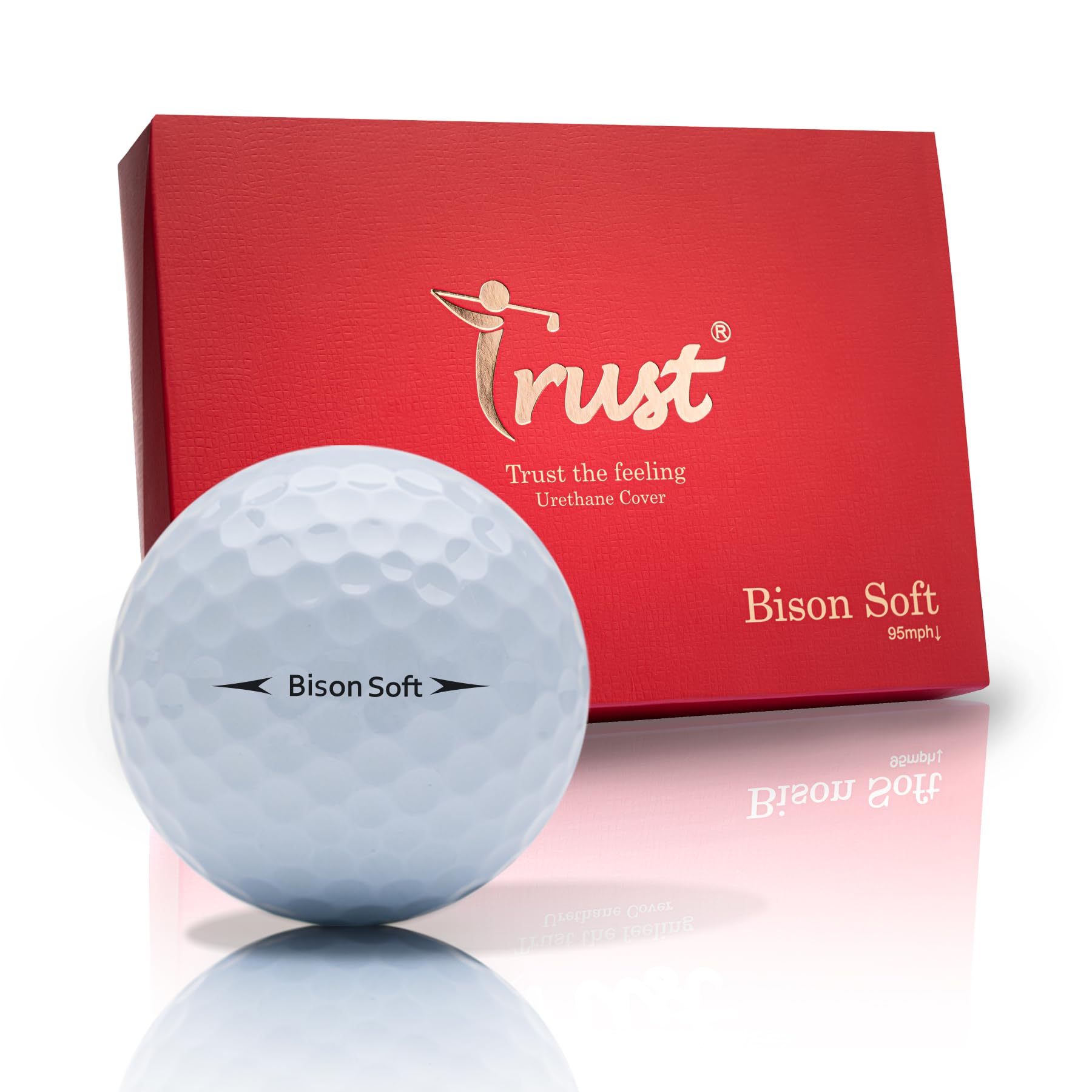 

Trust Bison Soft Golf and with Urethane Cover and Reactive Core 1 Dozen White Balls, Long-Lasting, Straight, Stopping, 3-Piece (Tour Style), (12