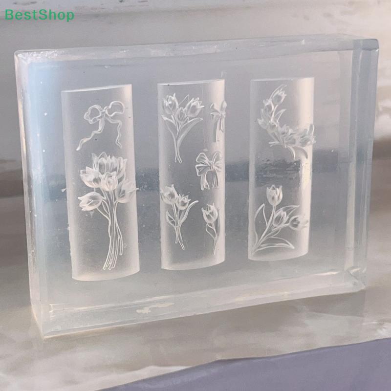 Tulip Bouquet Transparent Nails Mold DIY Nail Art Decor 3D Silicone Nail Mold