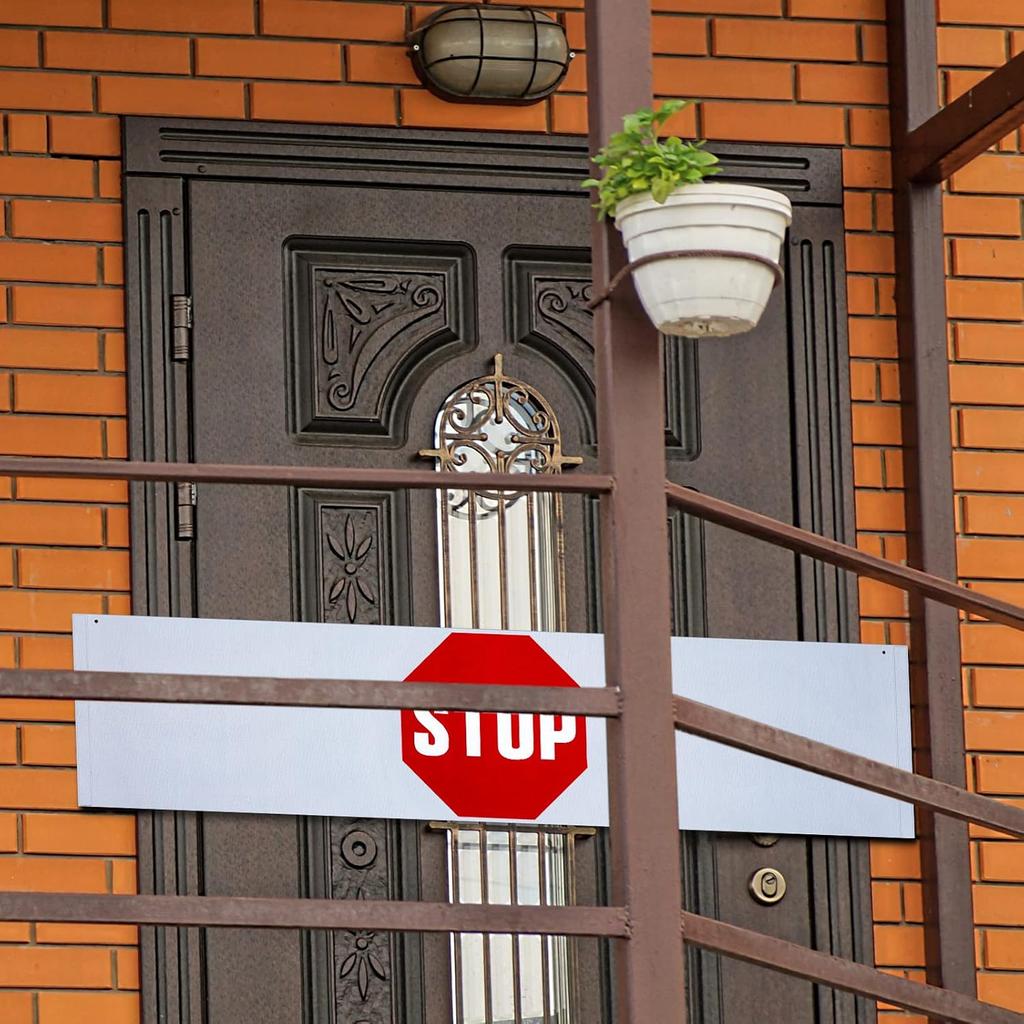 Peryiter 2 Pieces Door Guard Safety Banner 50 x 12 Inch Combination Double Sided Do Not Enter Sign for Bedroom Stop Sign Strip for Wandering
