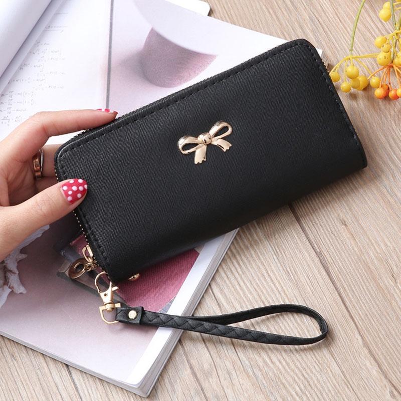 Luxurious Lady Zipper Around Women Clutch Leather Long Wallet Card Holder Case
