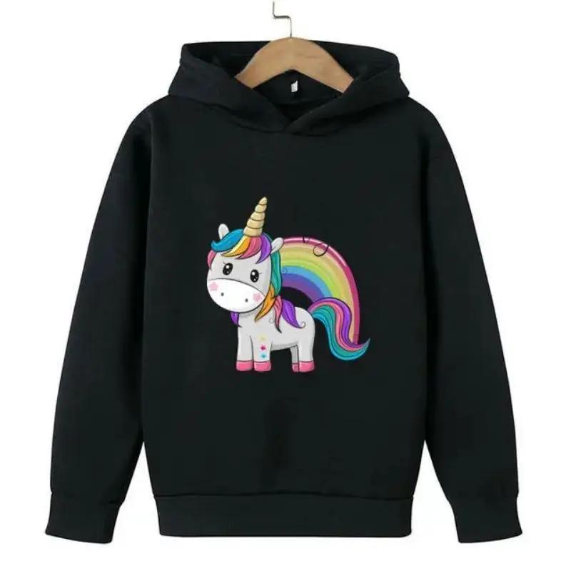Children Unicorn Cartoon Hoodie Clothing Boys Girls Tops 3-12 Years Cute Printing Hoodie Spring Autumn Kid Pullover Sweatshirt
