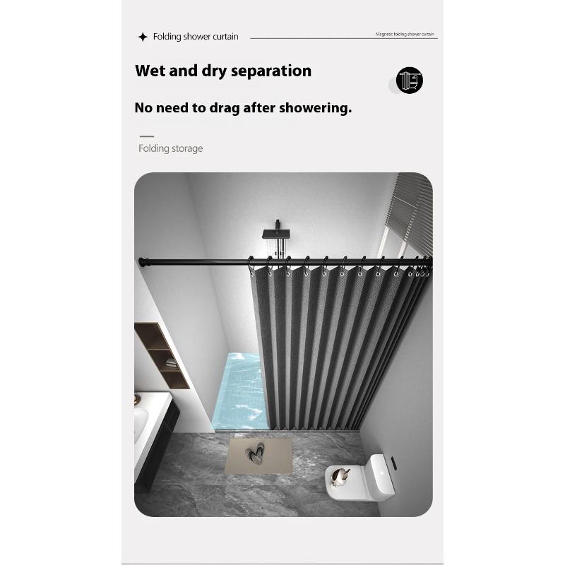 Heavy Duty Magnetic Shower Curtain Linen Blend Anti-Mildew Water Repellent Weighted Hem Bath Partition Curtain Standard Shower