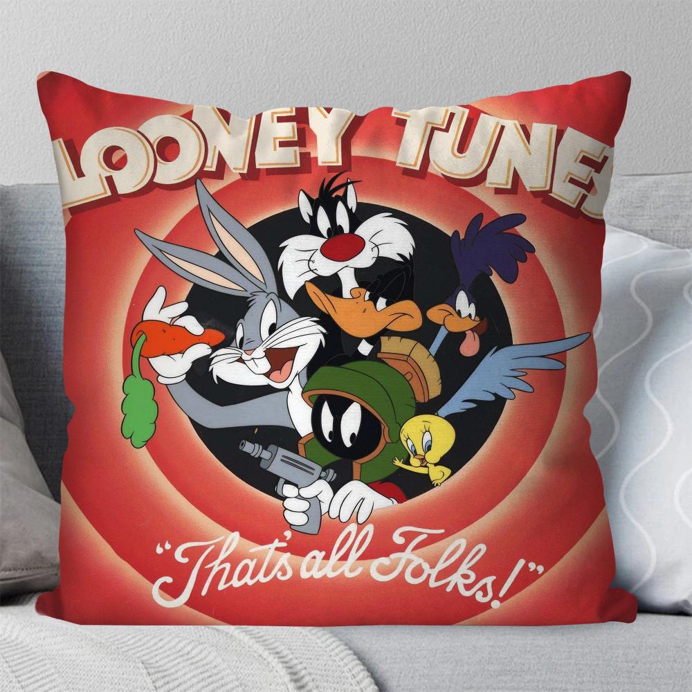 

Мультяшна Наволочка Looney Tunes Квадратна Подушка Спальня Диван Відпочинок Комфортна Подушка Автомобіль Вітальня Домашній Декор 40X40 16x16Inch