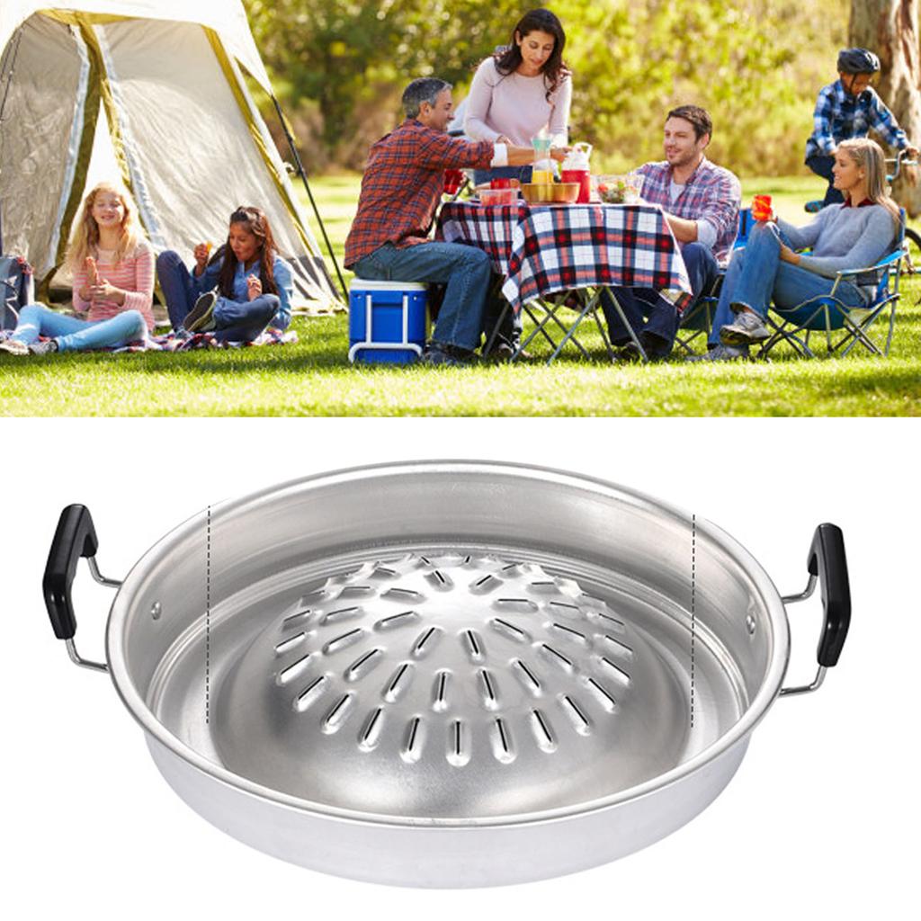 Steak Grill Charcoal Pan Multifunctional Aluminum Barbecue Grill Hot Pot for Family Gathering Outdoor Picnics Small