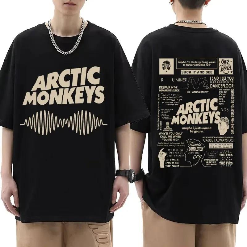 Cotton Arctic Monkeys Inspired T Shirt Album List Doodle Print Vintage T-shirt Men Hip Hop Punk Short Sleeve Tshirts Streetwear