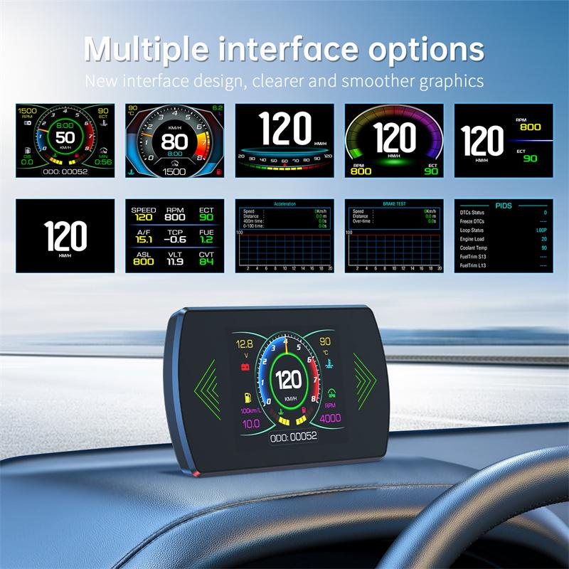 P12S Car Obd2 Head Up Display Dual System For Hud Obd Car Gauge Smart Digital Meter Speed Fuel Read Fault Code Driving Computer