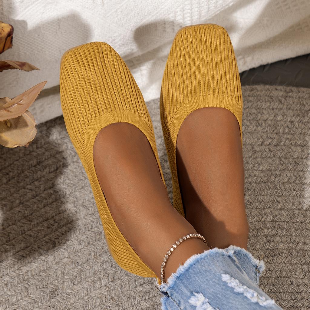 Fashion Women Flats 2025 New Solid Color Square Toe Shallow Loafers Women Slip on Shallow Comfortable Flat Shoes for Women Shoes