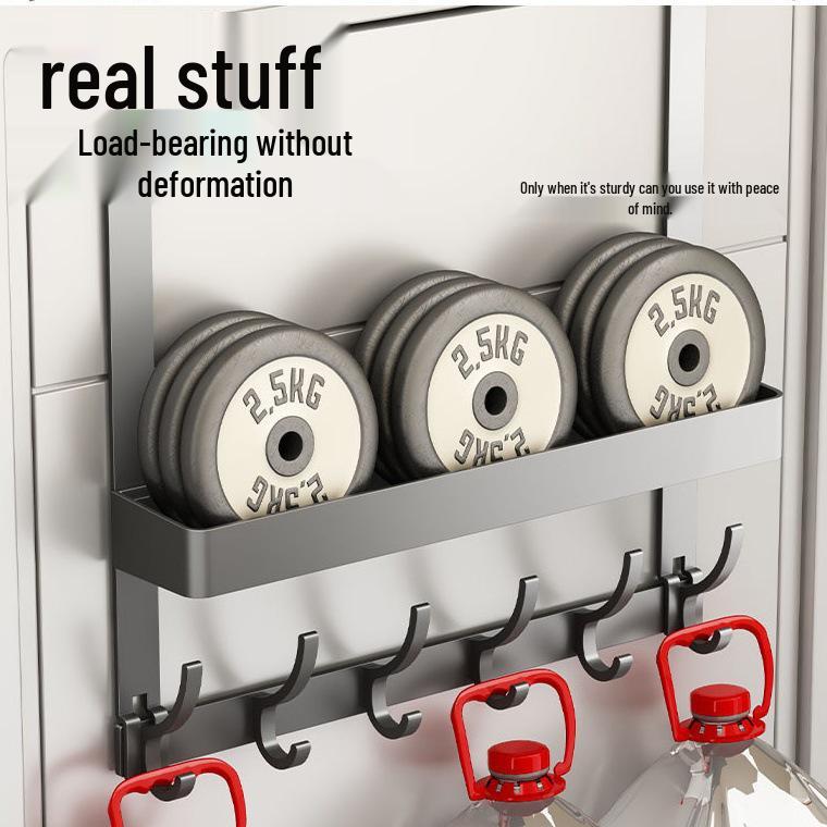 Wall-Mounted No-Punch Door Hook Rack: Bedroom & Bathroom Clothes Hanger and Storage Shelf