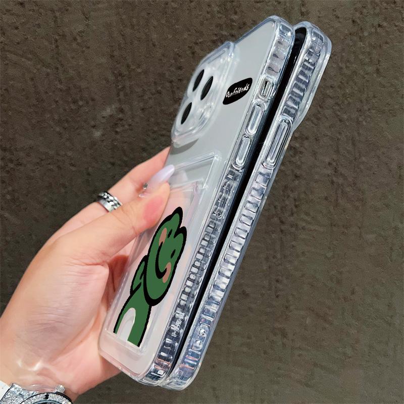 Card Slot Holder Silicone Wallet Pocket Case For Xiaomi Redmi Note 11 12 13 Honor X6A X7A X8A Tecno Spark 10C Infinix Note 30 Cover Clear Phone Bumper