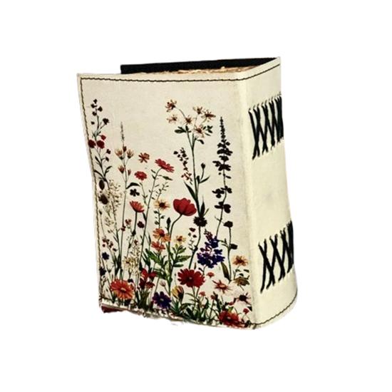 Handmade Leather Journal with Floral Design | Deckle Edge Paper Diary | Vintage Lock Notebook | 5x7 Inch, 200 Pages