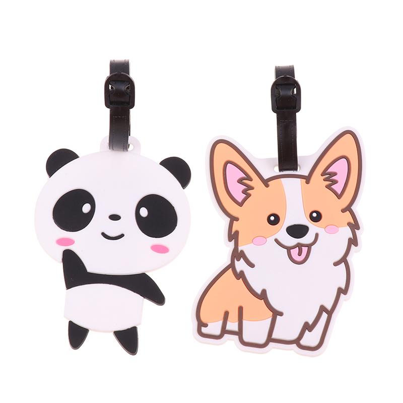 1Pc Luggage Tag Cute Corgi Panda Suitcase Portable Travel Label Accessories