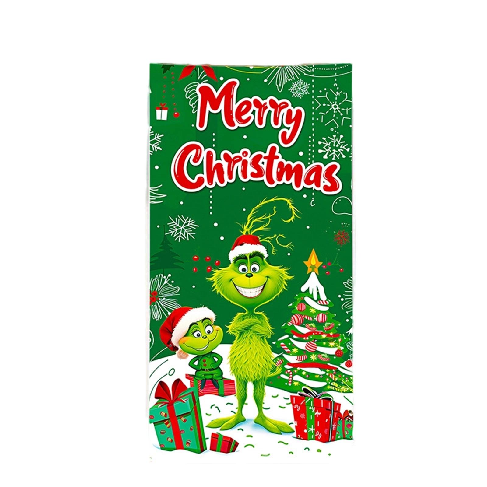 

Stretch Fabric Door Cover Cross-border Christmas Happy Door Cover Holiday Party Decoration Integrated Design Elastic Design One Size