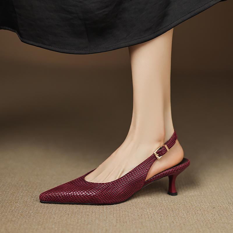 Fashion 2025 New Summer Sandals Pointed Toe Sandals Genuine Leather Women Shoes Handmade Gladiator Ladies Shoes Stiletto High Heel