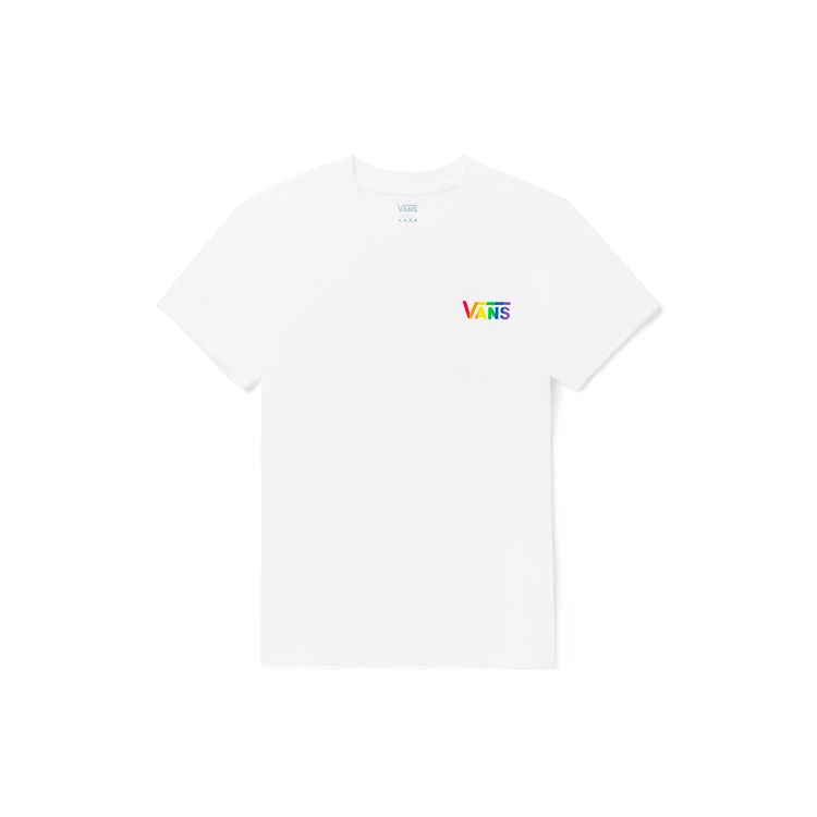Vans Rainbow Letter Print Round Neck Short Sleeve T-Shirt Women Tops White VN0A5EUQWHT