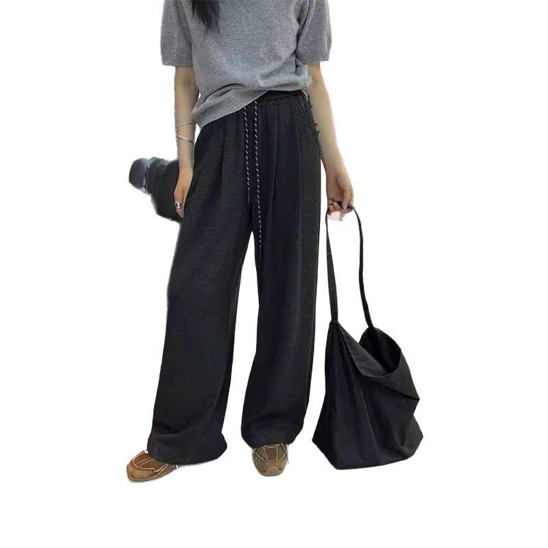 Korean Style Wide-Leg Floor-Length Women's Drawstring Pants - Autumn/Winter 2025