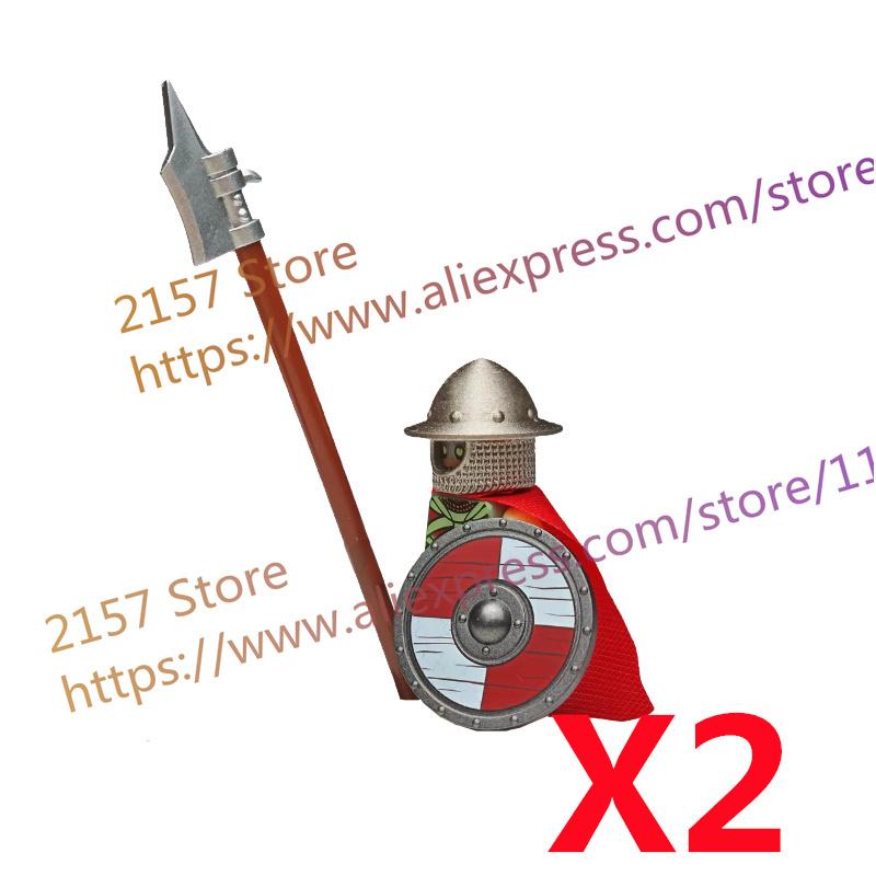 MOC Medieval Figure Building Block Castle Templar Knights Armor Militia Soldiers Gunners Shield Helmet Assembling Brick Toys S26