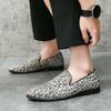 Men's Large Size Leopard Print Leather Loafers - Slip-on Driving Shoes (Sizes 38-46)