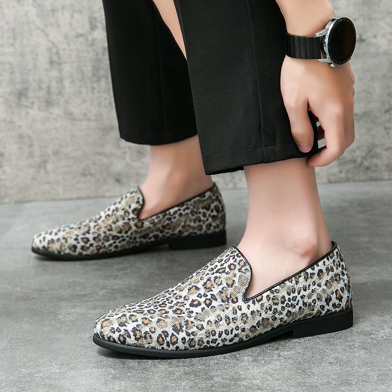 Men's Large Size Leopard Print Leather Loafers - Slip-on Driving Shoes (Sizes 38-46)