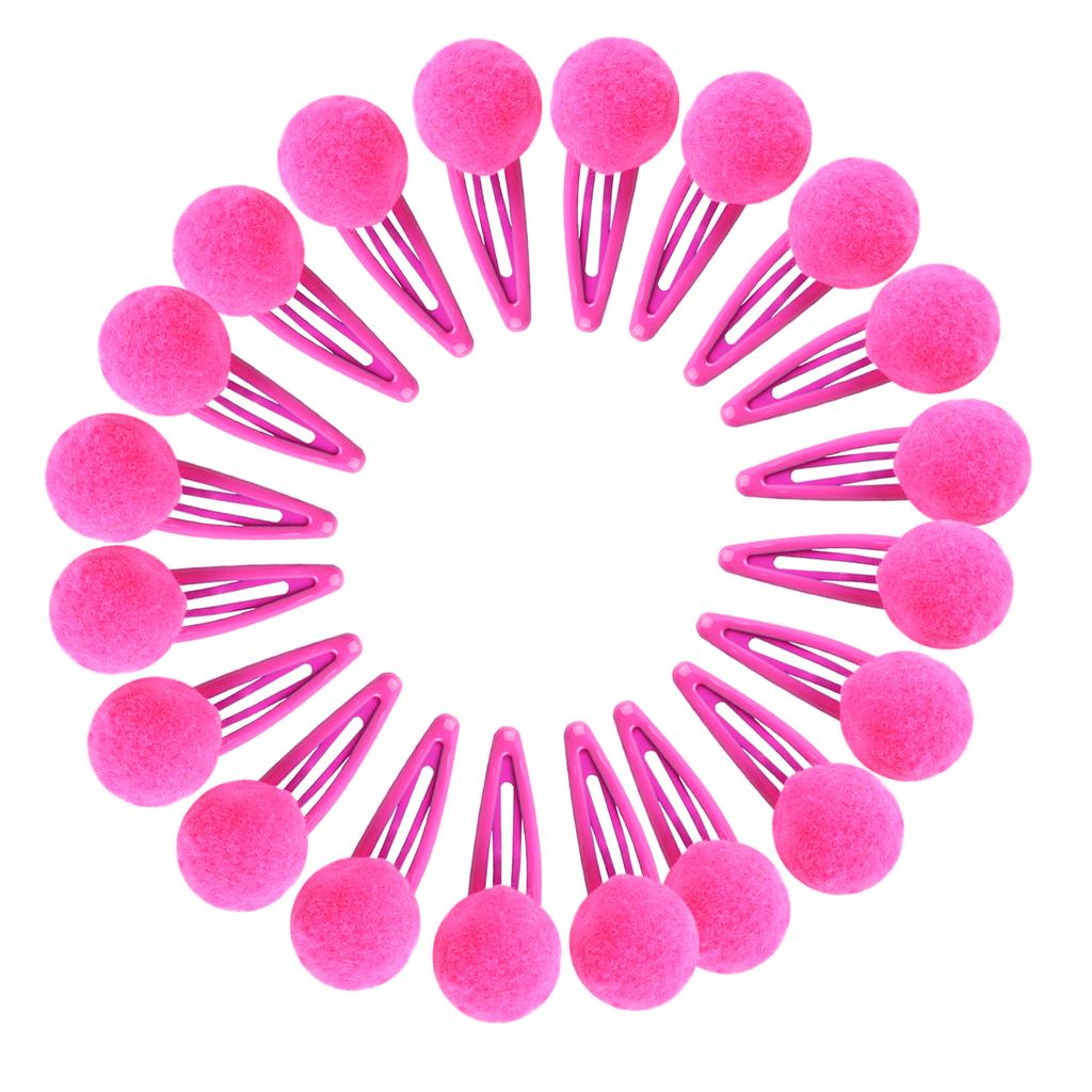 20 Stück Süßigkeiten Bunte Pompon Haarspangen Gefütterte Schnappspangen Kleine Süße Puffige Haarball-Haarspangen Fuzzy Pompoms Haarschmuck Kind