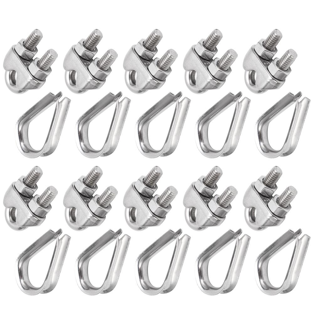 Abrazadera de Cuerda Marina de Acero Inoxidable 304 Resistencia a la Corrosión Collar para Cables de Acero para Cuerdas de Ropa Cuerdas de Tracción