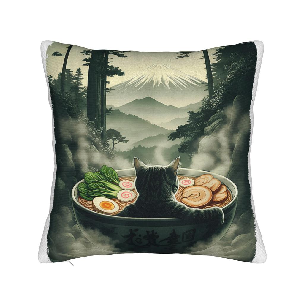 Cat Ramen Anime Kawaii Cat Pillow Case  Square Pillow Cover For Chair Sofa Home Decor Kawaii Pillowcases