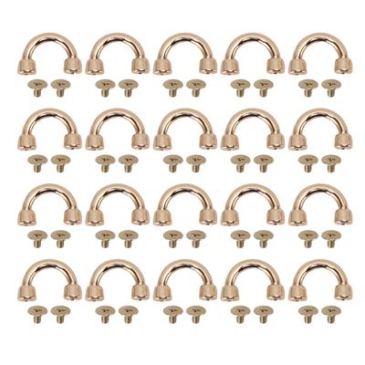 20 Set D-Ring Schnalle Metall U-Ringe Verbinder Schäkel G38 Hellgold mit 5,5 mm PH-Schraube für