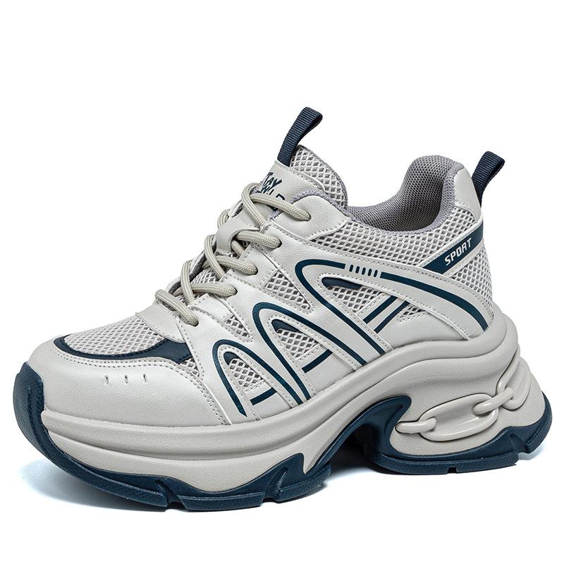 

Женская обувь на внутренней платформе 9 см, новая дышащая обувь для папы, платформа, сетка, маленькая спортивная повседневная обувь для женщин A5033 39 синий