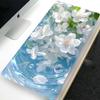 Water and Flower Mouse Pad XXL Desk Mat In Blue Pink Green White Stylish Design for Computers Offices and Gaming Keyboards