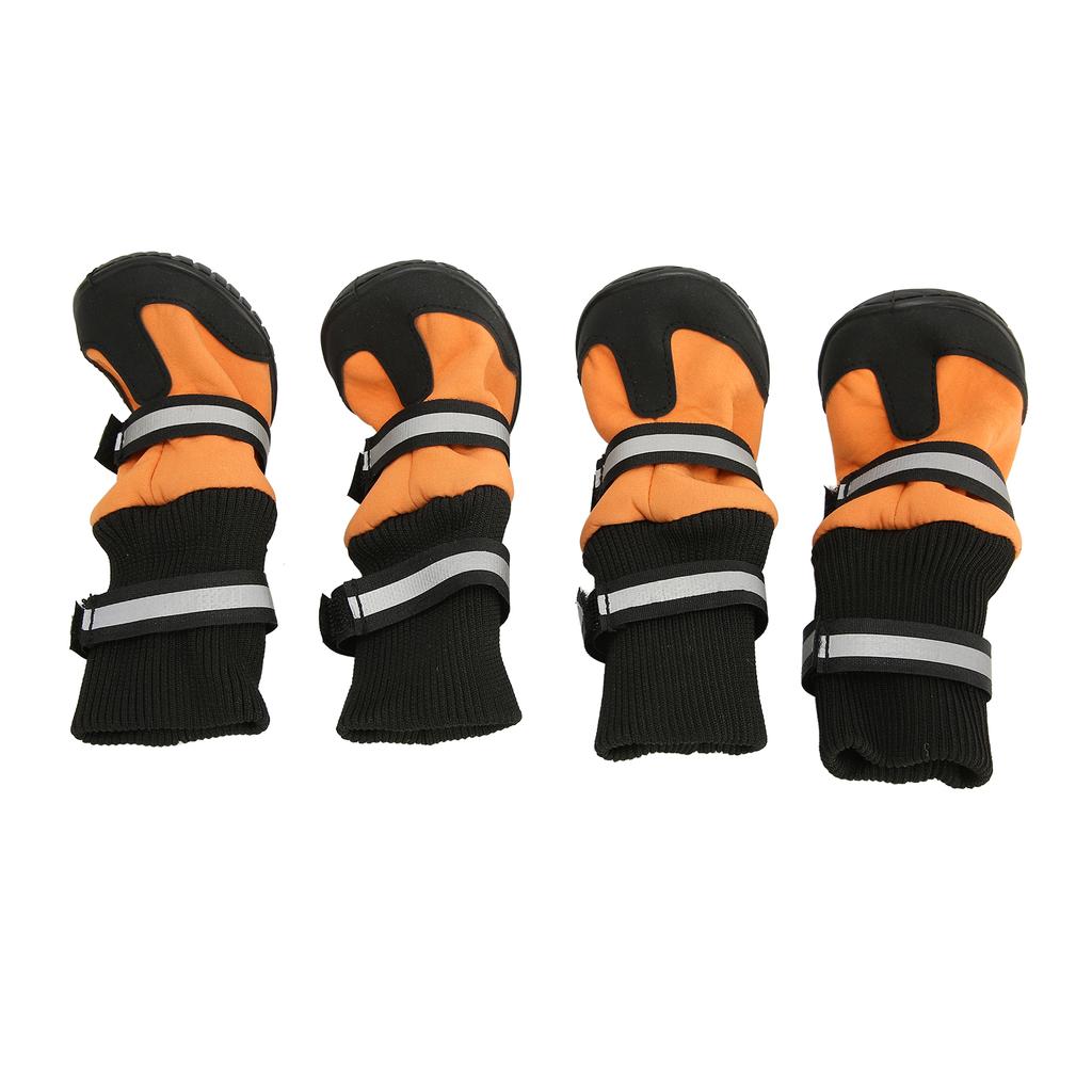 Hundestiefel Weich Rutschfest Reflektierend Wasserdicht Verstellbar Haustier Welpenschuhe zum Wandern Spazierengehen Laufen Orange XL