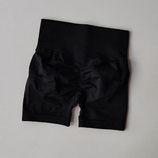 Høy midje Yoga Sportsshorts Ensfarget Slankende Løpeshorts Ensfarget Rynkete Hoftehevende Shorts