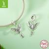 Cross-Border Butterfly Key Pendant Retro Style S925 Sterling Silver Beads Diy Bracelet Necklace Accessories