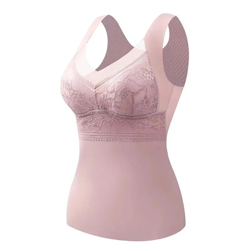 Woman Thermal Underwear Thermo Lingerie Winter Soft Warm Top Wear Thermo Vest Undershirt Intimate Lace with Bra Padded
