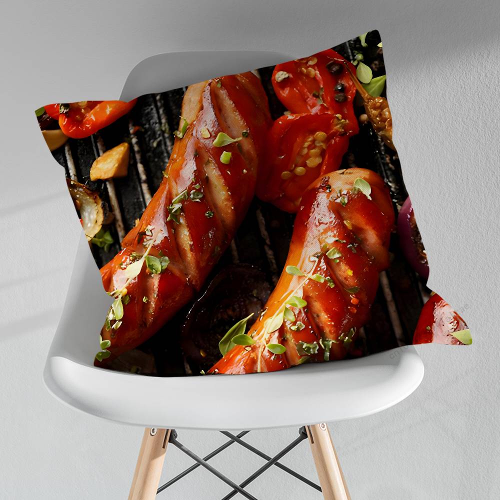 Food Art Fries Hamburger pillow over living room sofa cushion cover home decoration bedroom room bed pillow cover