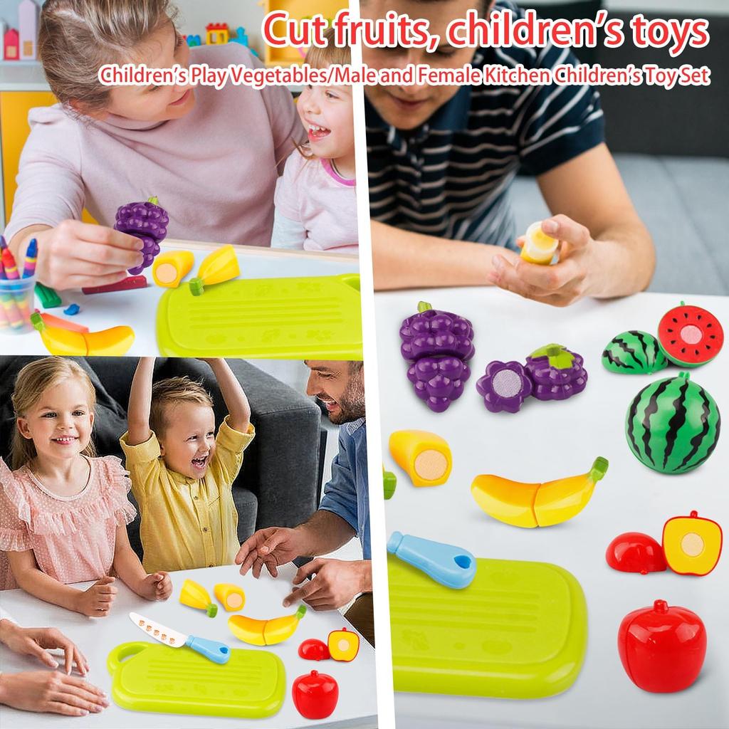 Kitchen Plastic Fruit Vegetable Food Pretend Reusable Role Play Cutting Set Kids Toys