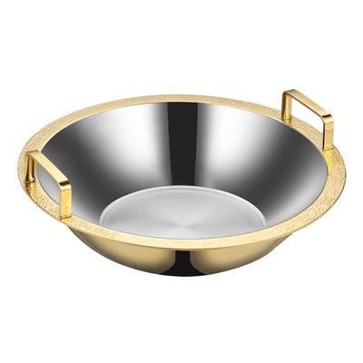Olla para Hotpot Gruesa Martillada Dorada Yin-Yang de 32 cm