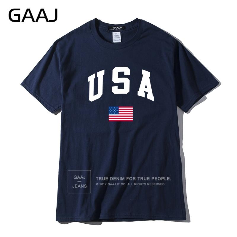 GAAJ USA America Flag Men T Shirt Top High Quality 100 Cotton Tshirts For Man Tshirt Printed Brand Clothing Casual Streetwear