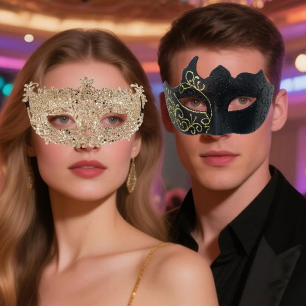 Painted Couple Masks Venetian Masquerade Party Mask Plastic Eye Mask Carnival Performance Party Dance Costume Cosplay Accessorie