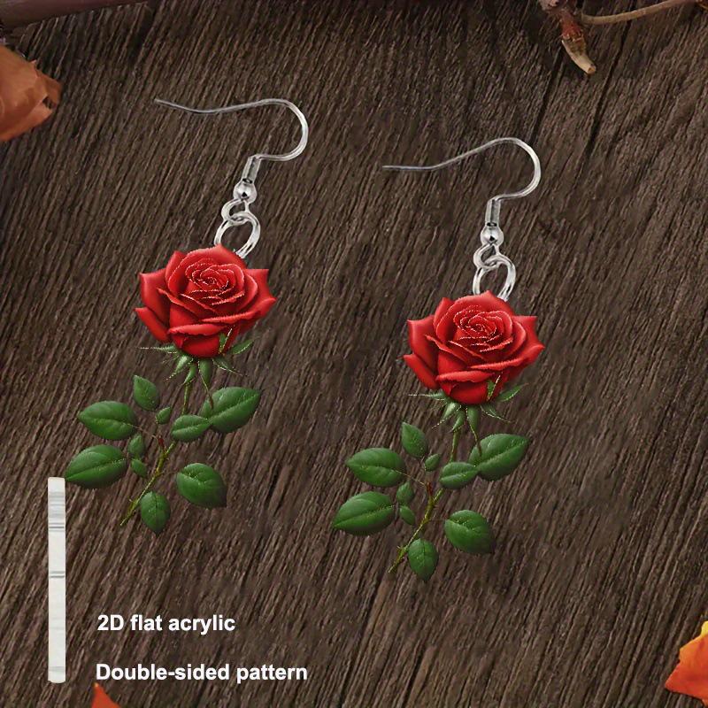 Трансграничные акриловые серьги-гвоздики в виде розы 2D для женщин - Рождественские аксессуары на День святого Валентина
