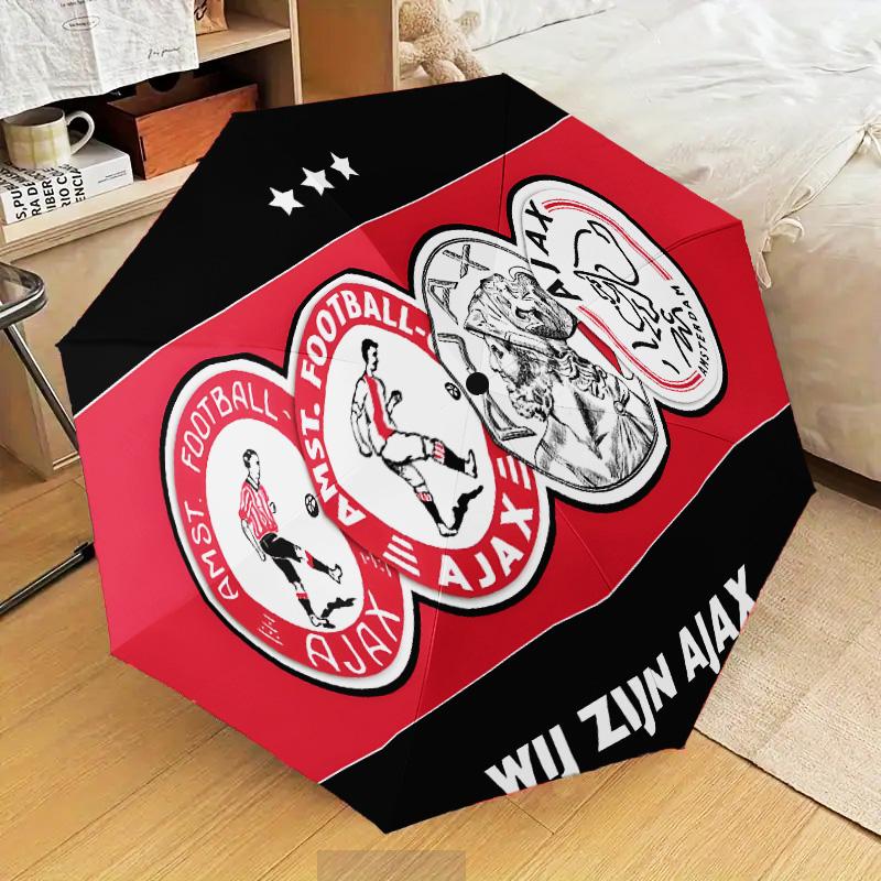 Ombrello Pieghevole Automatico con Stemma Ajax Amsterdam - Ombrello da Viaggio a 8 Stecche con Apertura/Chiusura Automatica e Portatile, Regali per Vacanze o Compleanni