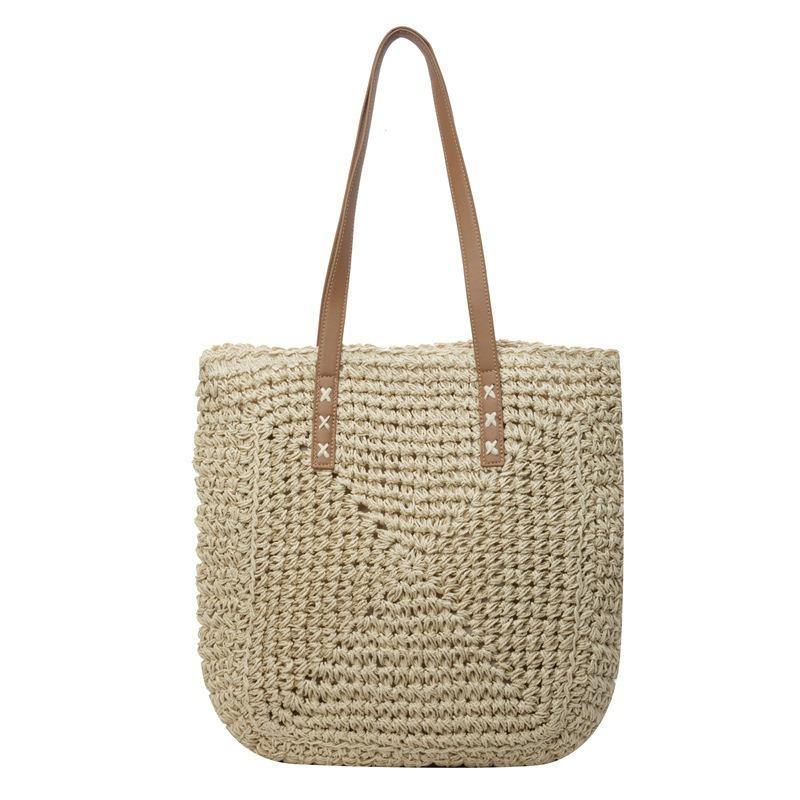 New shoulder straw bag hand-woven bag women's large-capacity tote bag seaside vacation beach bag