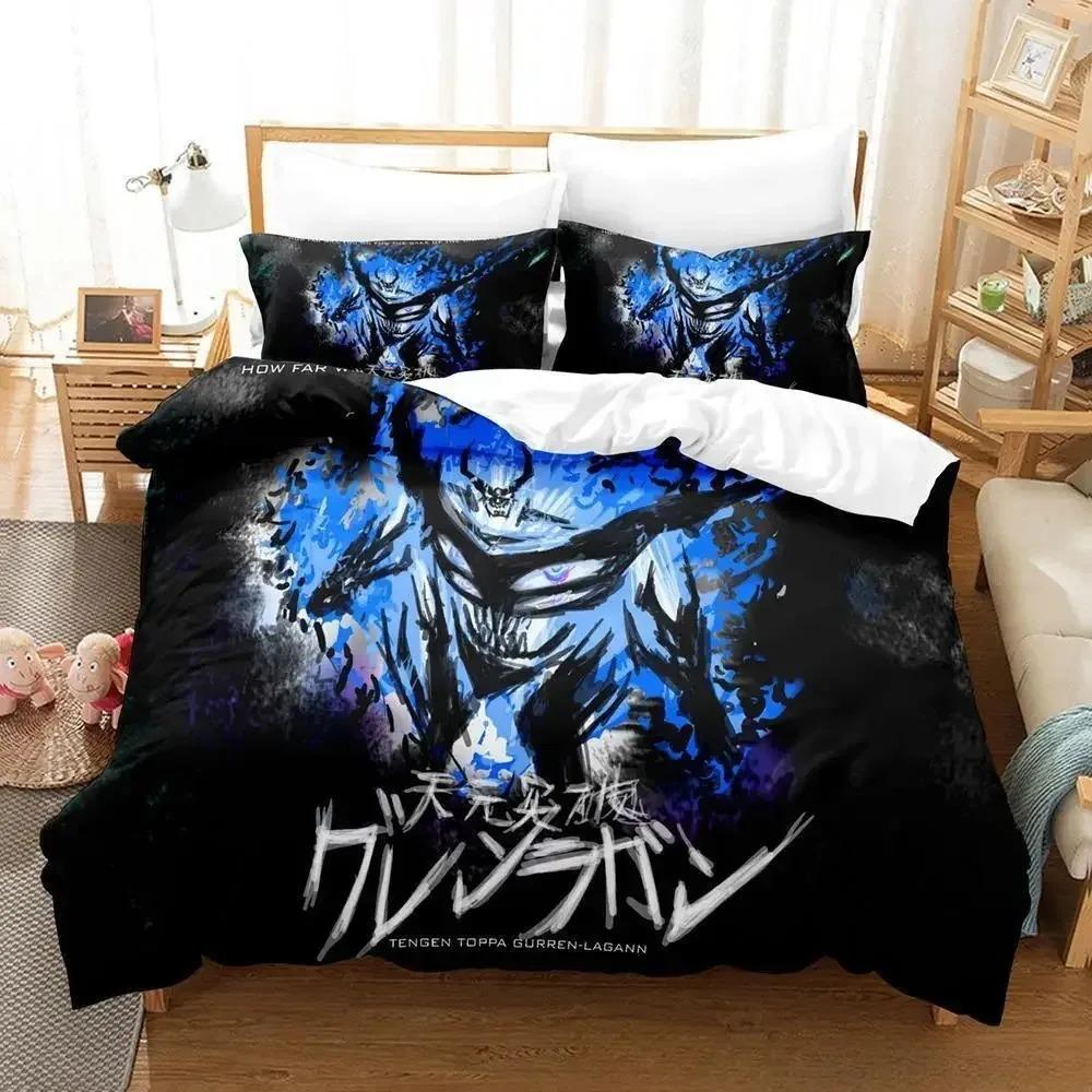 Tengen Toppa Gurren Lagann Bedding Set Single Twin Full Queen King Size Bed Set Adult Kid Bedroom Duvetcover Sets 3D Print Anime