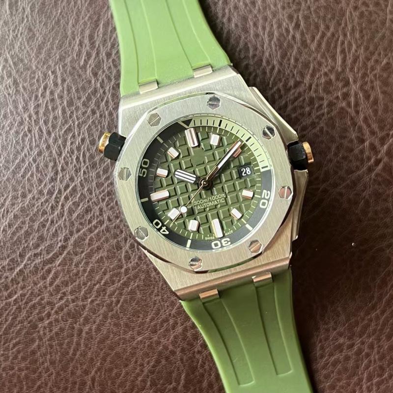Pánské automatické mechanické hodinky Royal Oak A-P řady 15720 s kalendářem a svítícím silikonovým velkým ciferníkem