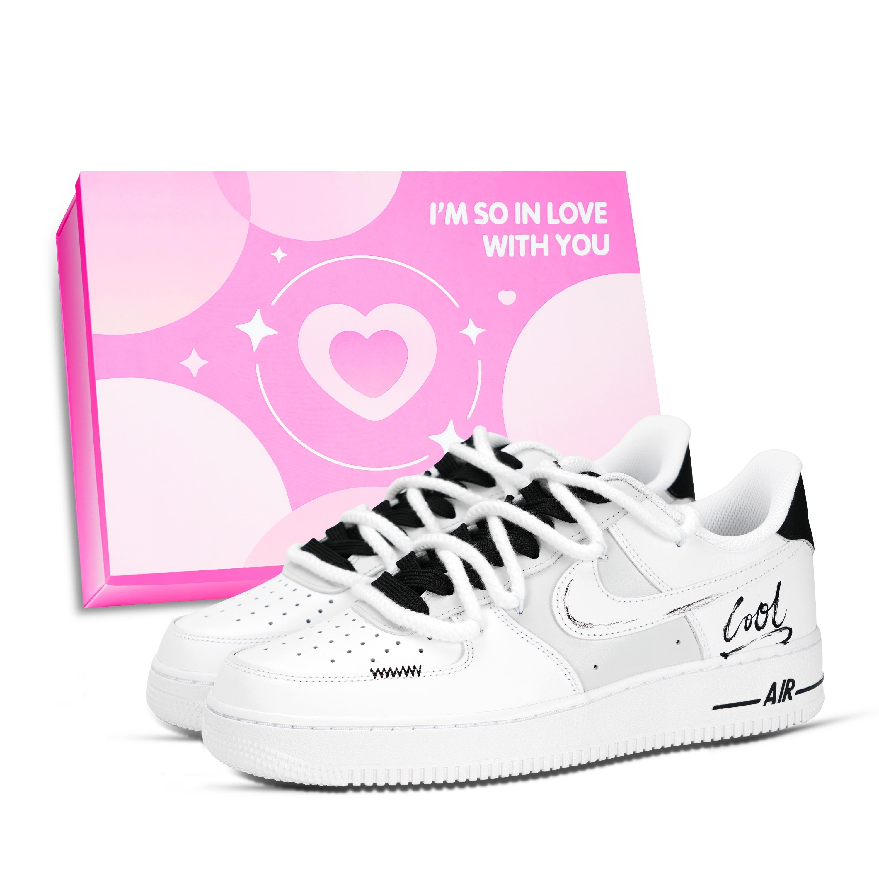 

Nike Air Force 1 Black White Letter Slip Resistant Cushioning Low top Skateboard Shoes Unisex White DD8959-100(Team969 BOX) 36.5