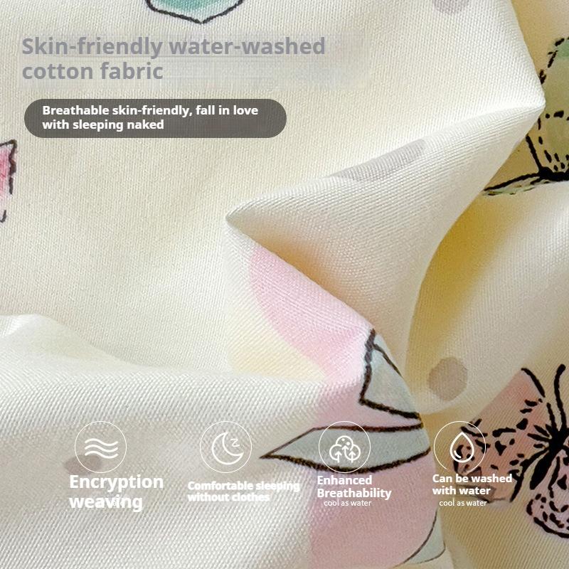 Vierteiliges Bettwäsche-Set, hautfreundlich, atmungsaktiv und bequem, Pastoralstil, Bettlaken, Bettbezug, Kissenbezug-Set